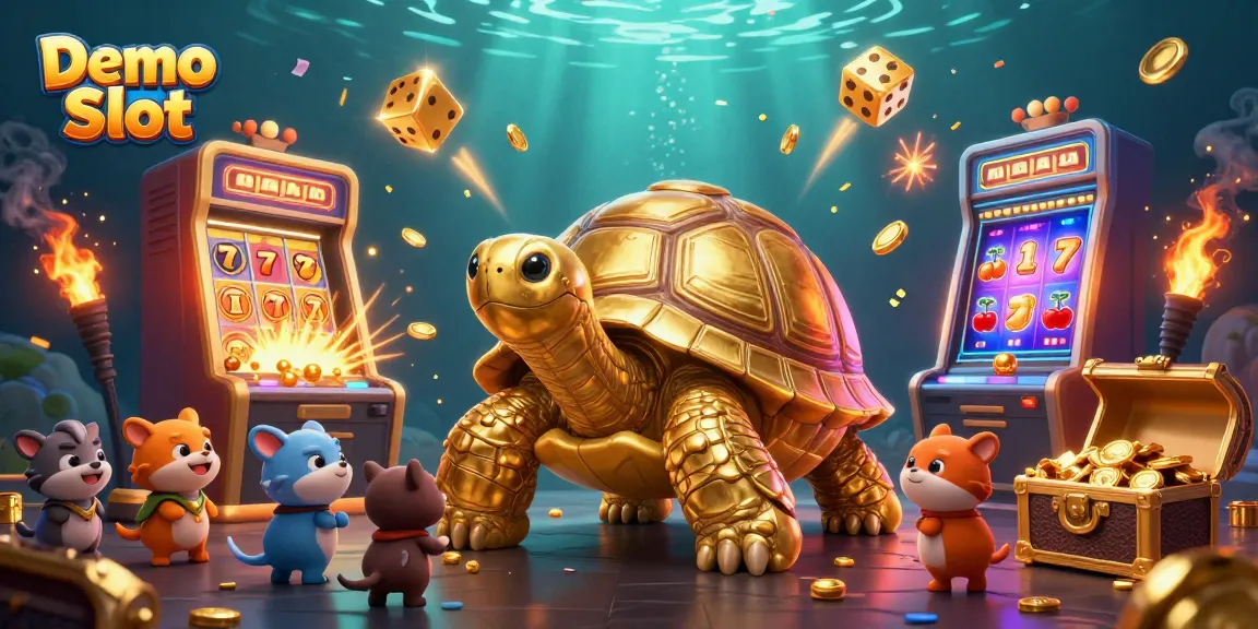 Spin the Demo Slot with excitement in this vibrant 3D casino scene full of fun elements!