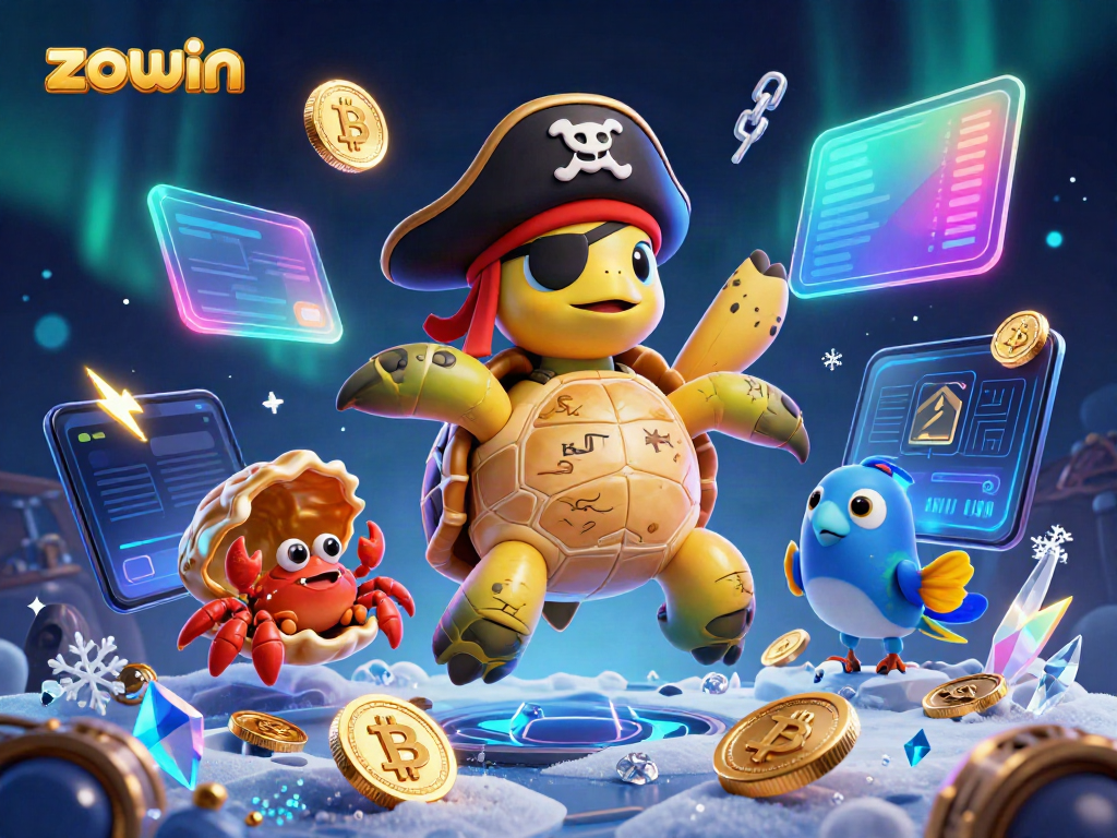 Experience exciting gambling rewards at Zowin with animated casino characters and vibrant game elements.