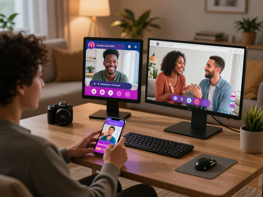 Engaging ai sex chat experience that showcases intimacy and connection in a cozy environment.