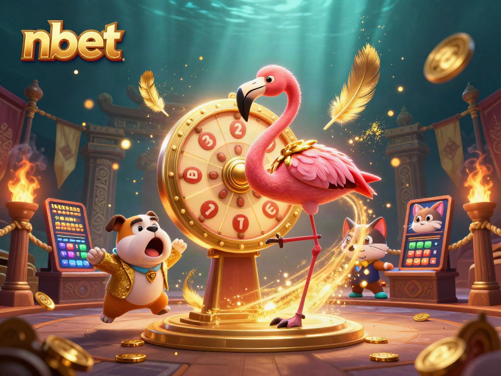 Experience winning excitement with nbet's thrilling prize wheel and dynamic game host scene.