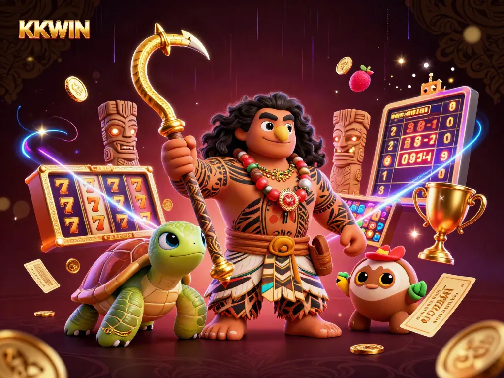 Experience thrilling jackpots at KKWIN with a vibrant 3D illustration of gaming excitement.