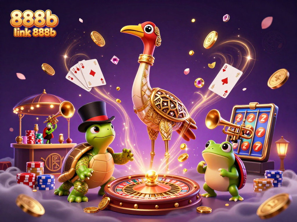 Cascading coins and vibrant characters create excitement in 888b link 888b gaming scene