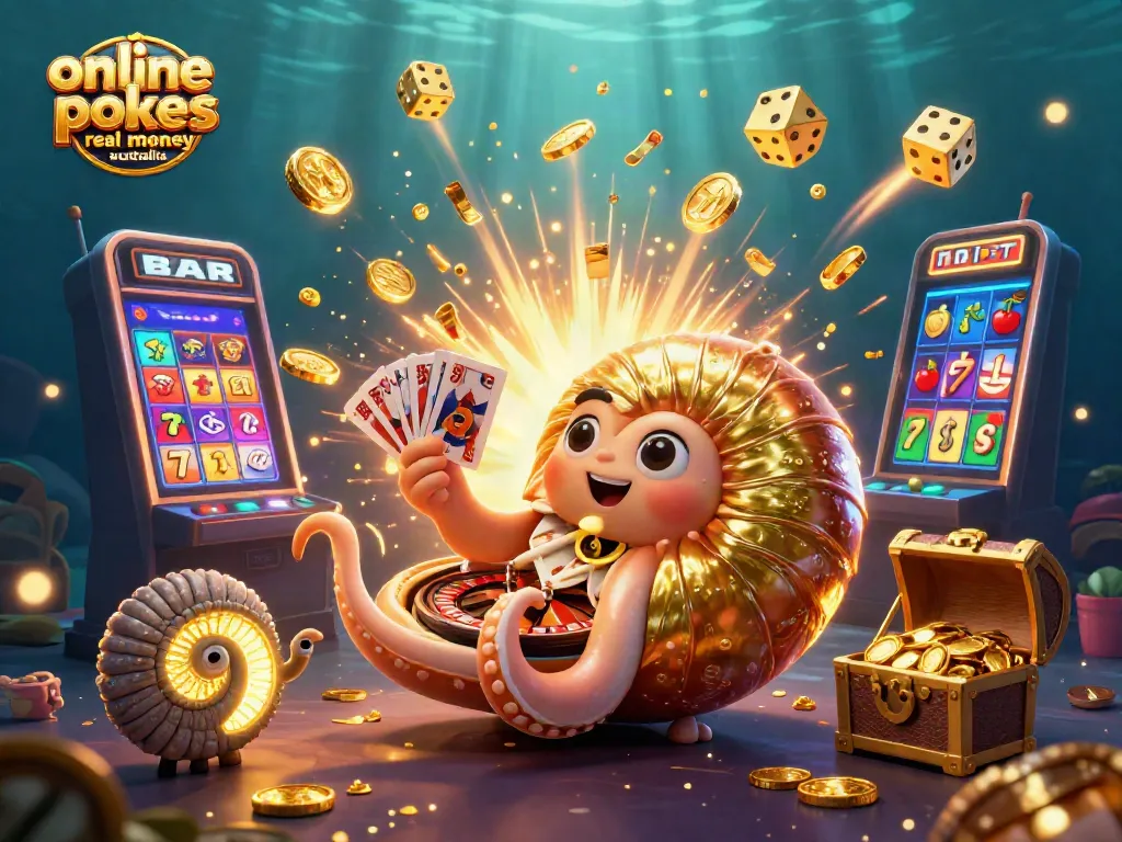 Win big with online pokies real money Australia showcasing a vibrant casino scene in 3D.