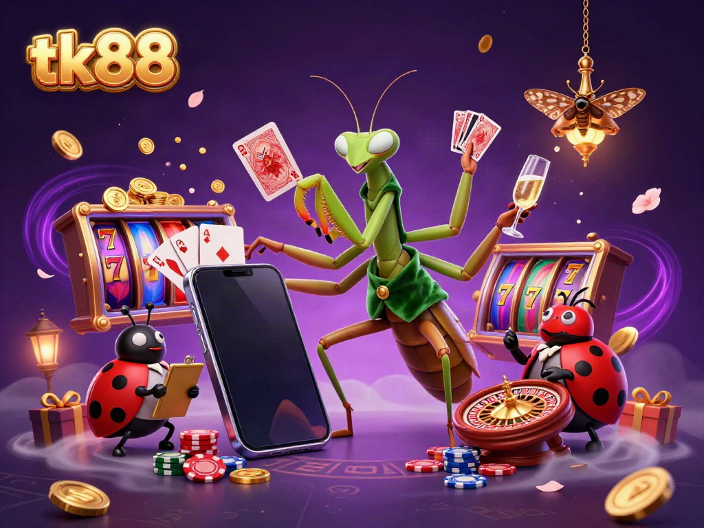 Experience thrilling tk88 casino action with vibrant characters and gaming elements in this dynamic illustration.