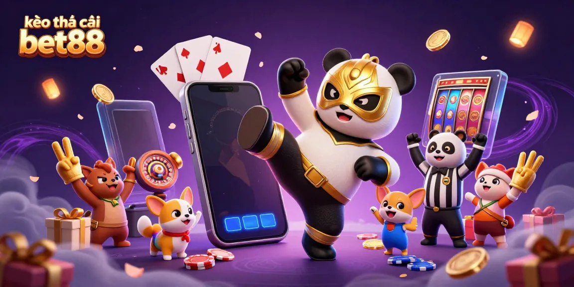 Experience vibrant gaming excitement with kèo nhà cái bet88, featuring a panda wrestler in action.