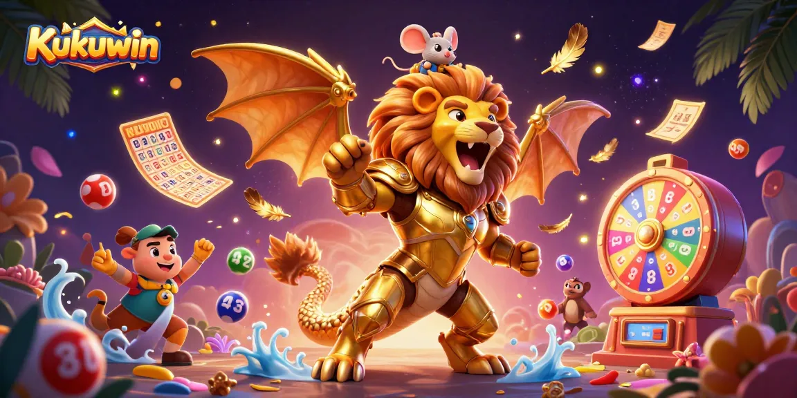 Kukuwin casino game showcasing a vibrant 3D chimera and dynamic lottery elements with thrilling gaming action.