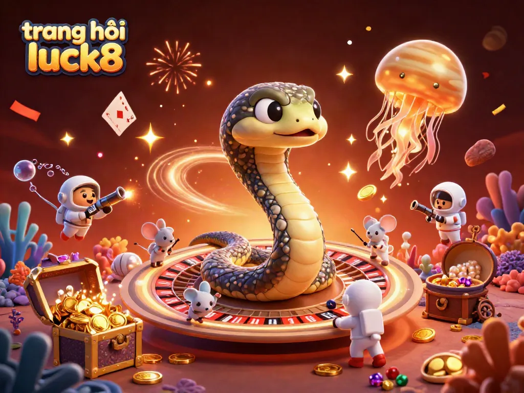Bet on the vibrant Saturn ring roulette at trang chủ luck8 with cosmic dealer and astronaut mice.