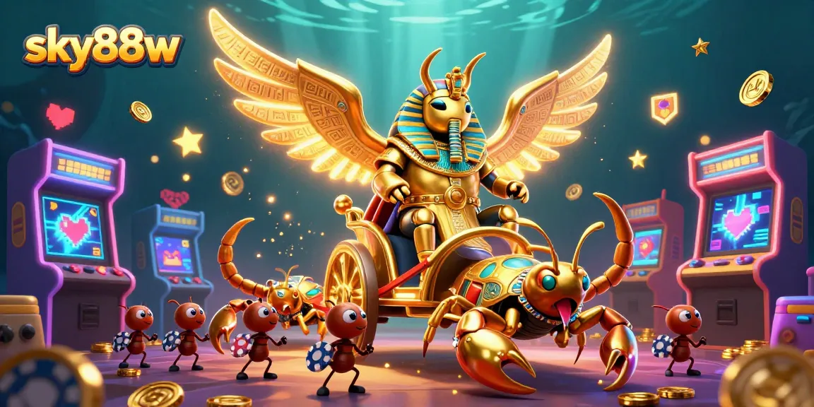 Immerse in the thrilling casino action of sky88w with colorful game elements and themed characters.