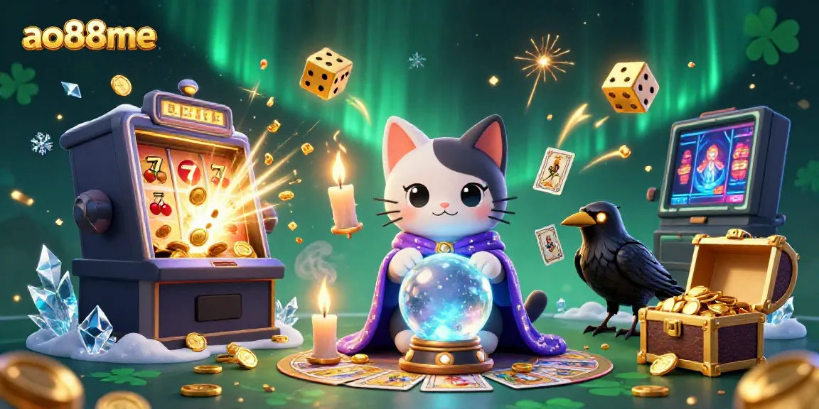 Spin the reels with ao88me's enchanting characters and their jackpot adventures in a vibrant casino scene.