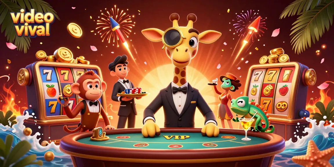 Join the fun with the video viral theme, featuring a high-roller giraffe and poker elements in a festive casino scene.