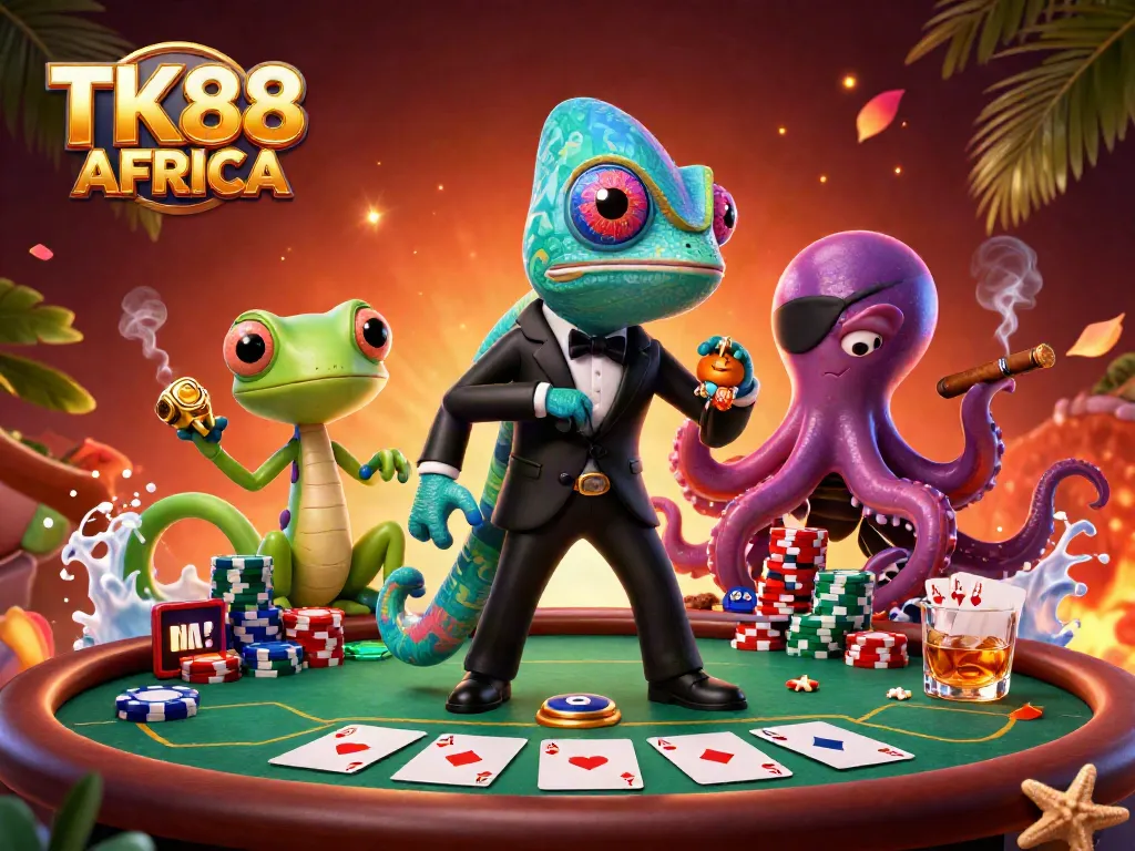 Engage in dynamic poker action with TK88 AFRICA featuring vibrant characters and game elements