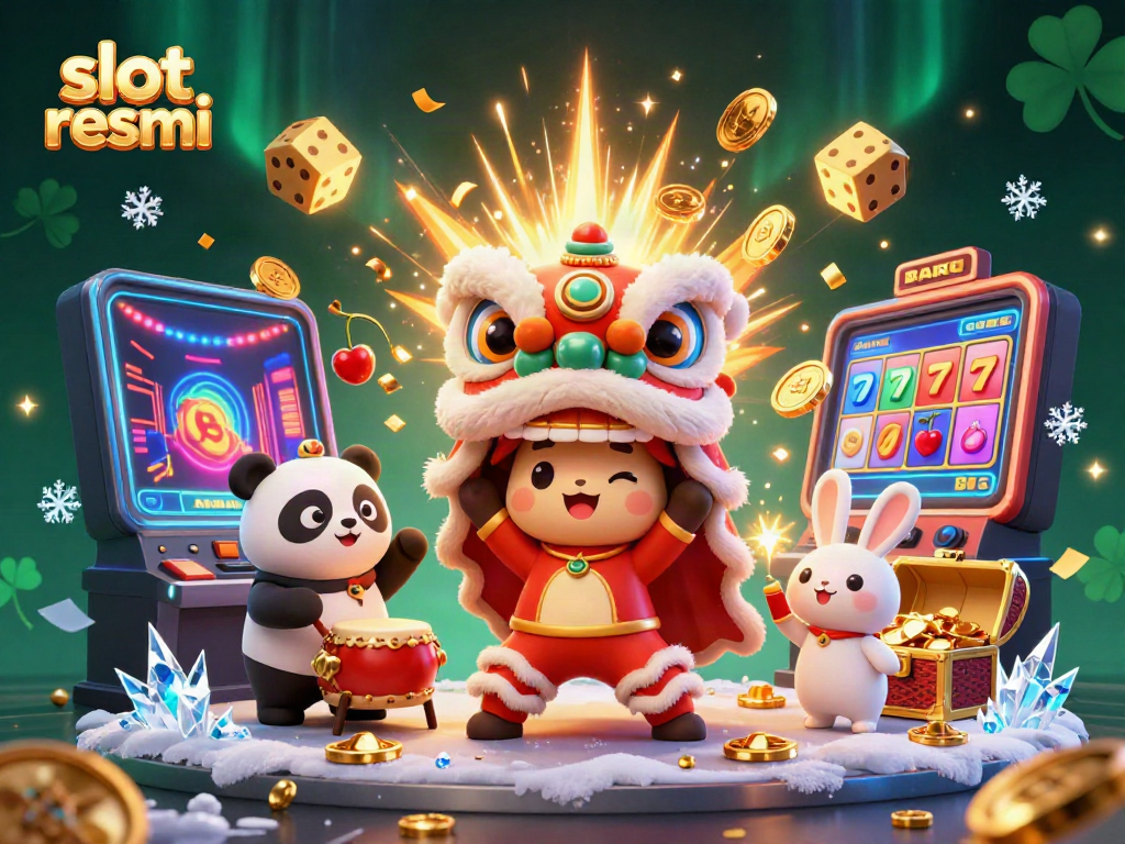Experience the thrill of slot resmi with lively characters and casino elements in this vibrant digital illustration.